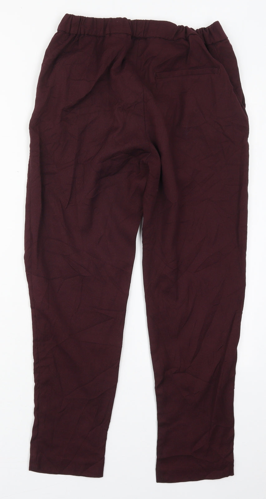 H&M Womens Red  Polyester Trousers  Size 8 L26 in Regular  - Burgundy
