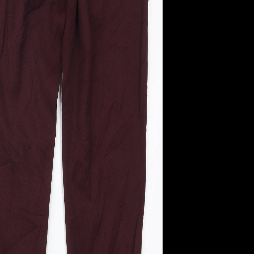 H&M Womens Red  Polyester Trousers  Size 8 L26 in Regular  - Burgundy