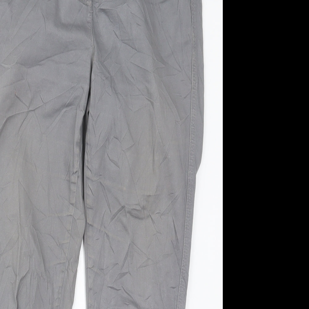NEXT Womens Grey  Cotton Trousers  Size 14 L28 in Regular Button