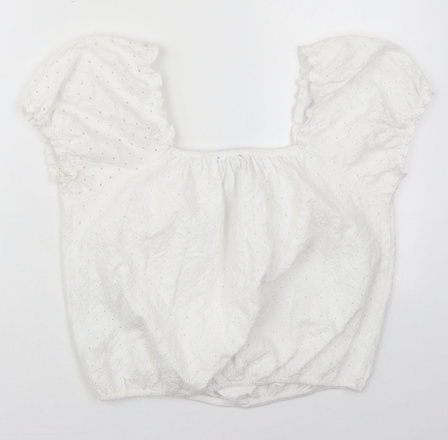 New Look Womens White  Cotton Basic T-Shirt Size 14 Square Neck