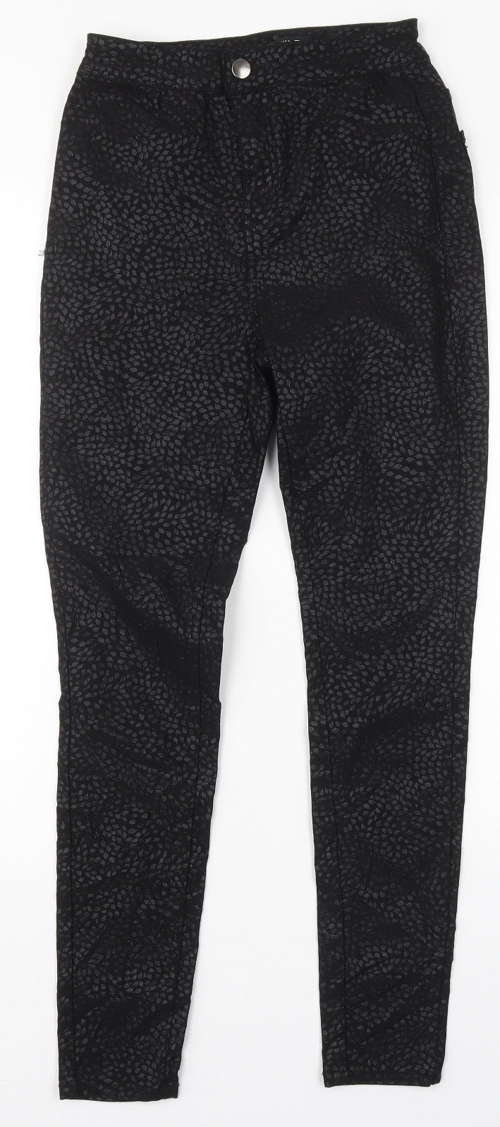 TU Womens Black Viscose Skinny Jeans Size 8 L27 in Regular Button - Leaf Prints