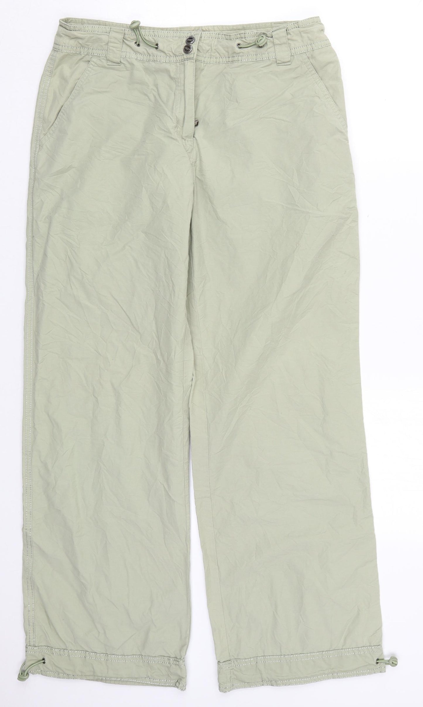 NEXT Womens Green  Cotton Cargo Trousers Size 12 L28 in Regular Button