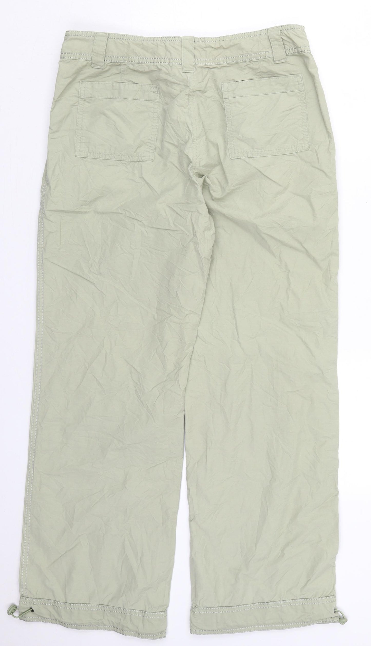NEXT Womens Green  Cotton Cargo Trousers Size 12 L28 in Regular Button
