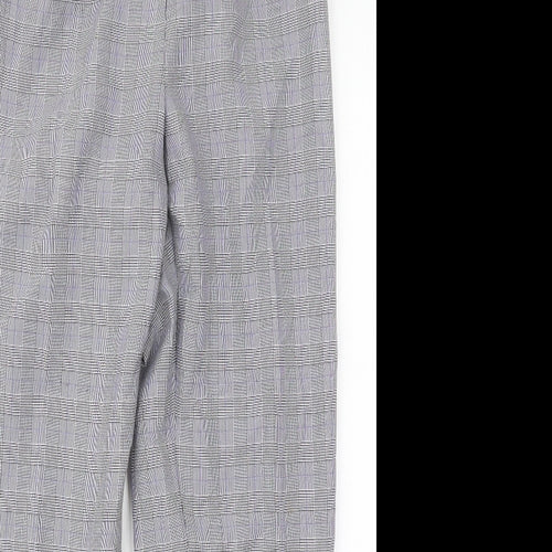 Marks and Spencer Womens Grey Check Polyester Trousers  Size 14 L29 in Regular Button