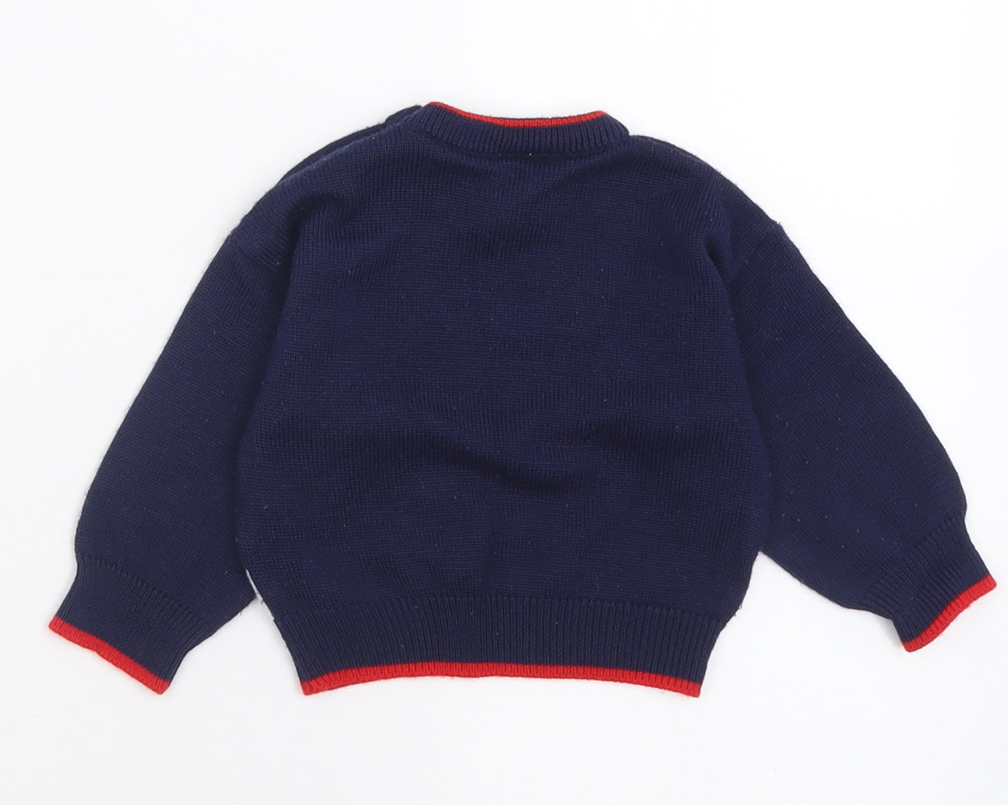 Toys R Us Boys Blue Striped Acrylic Pullover Jumper Size 3-6 Months  Button