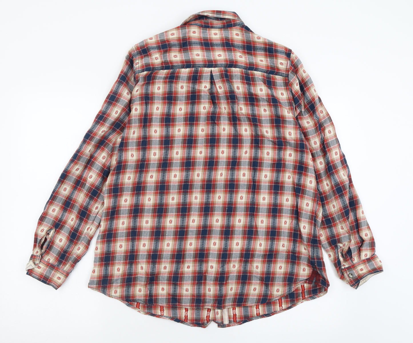 Indigo Womens Red Check Cotton Basic Button-Up Size 16 Collared