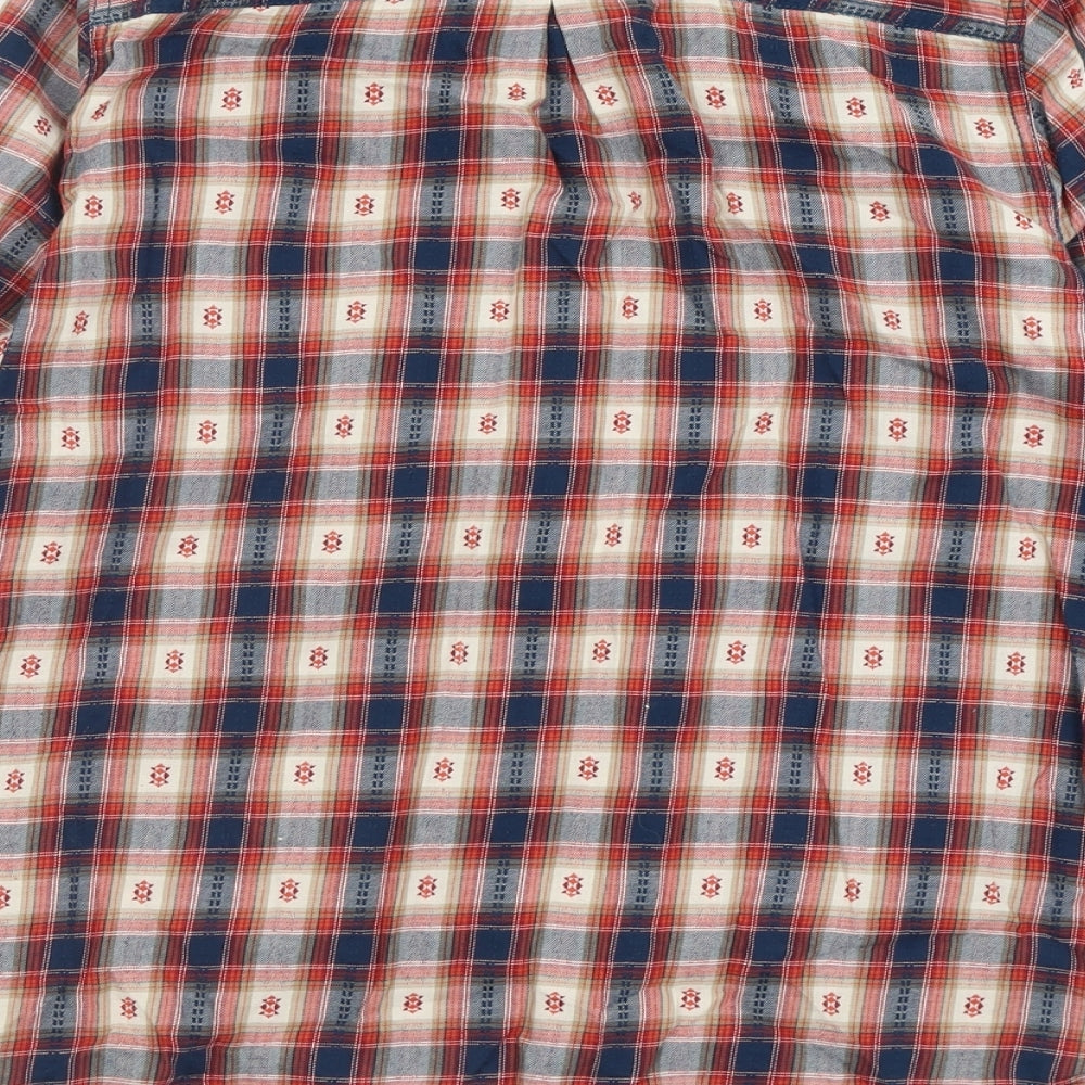 Indigo Womens Red Check Cotton Basic Button-Up Size 16 Collared