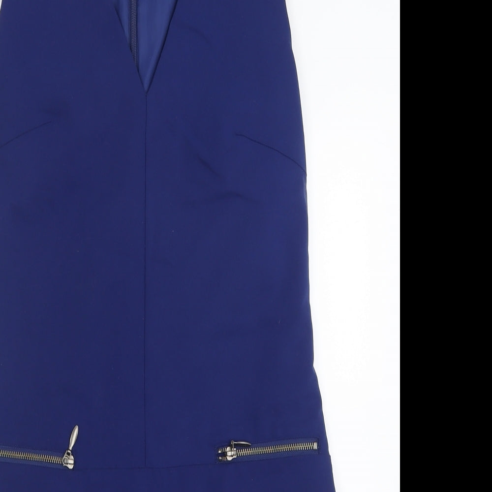 NEXT Womens Blue  Cotton A-Line  Size 12  V-Neck Zip