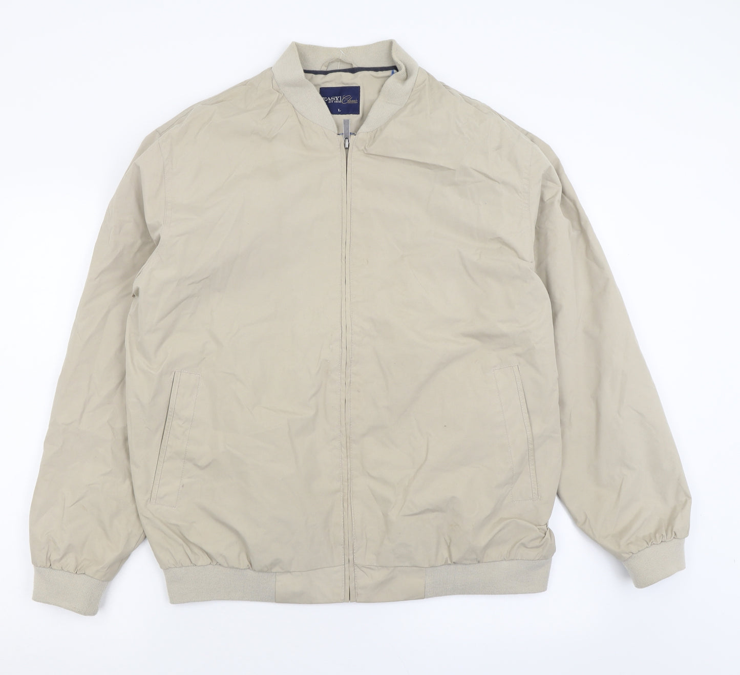 Easy Mens Beige   Bomber Jacket Jacket Size L  Zip