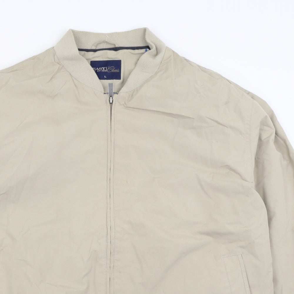 Easy Mens Beige   Bomber Jacket Jacket Size L  Zip