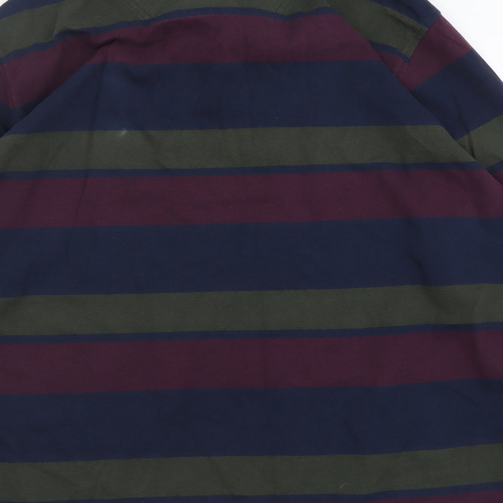 Blue Harbour Mens Multicoloured Striped Polyester  T-Shirt Size L Collared