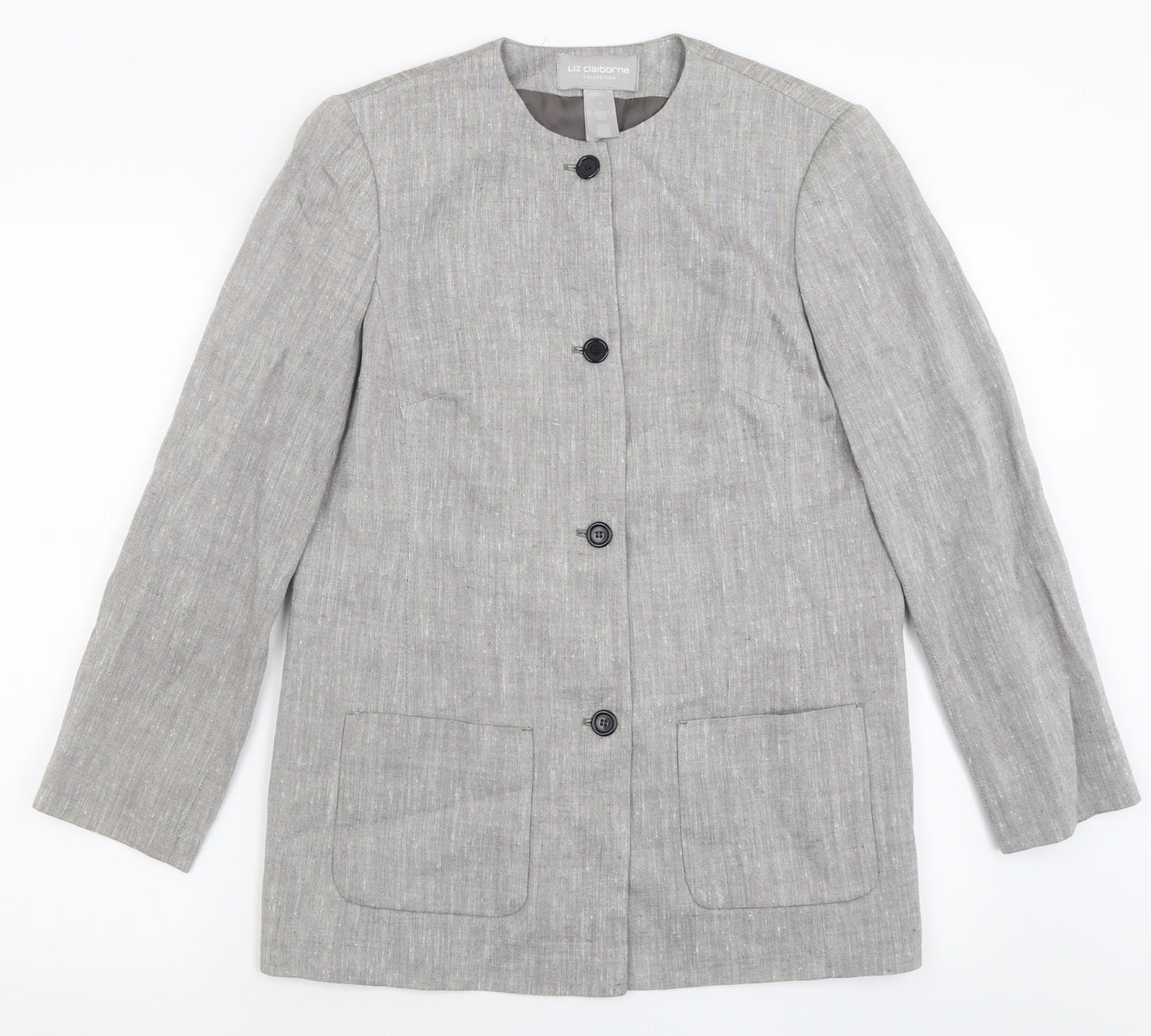 Liz Calborne Womens Grey   Jacket  Size 6  Button