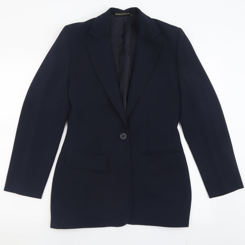 Marks and Spencer Womens Blue   Biker Jacket Size 10  Button