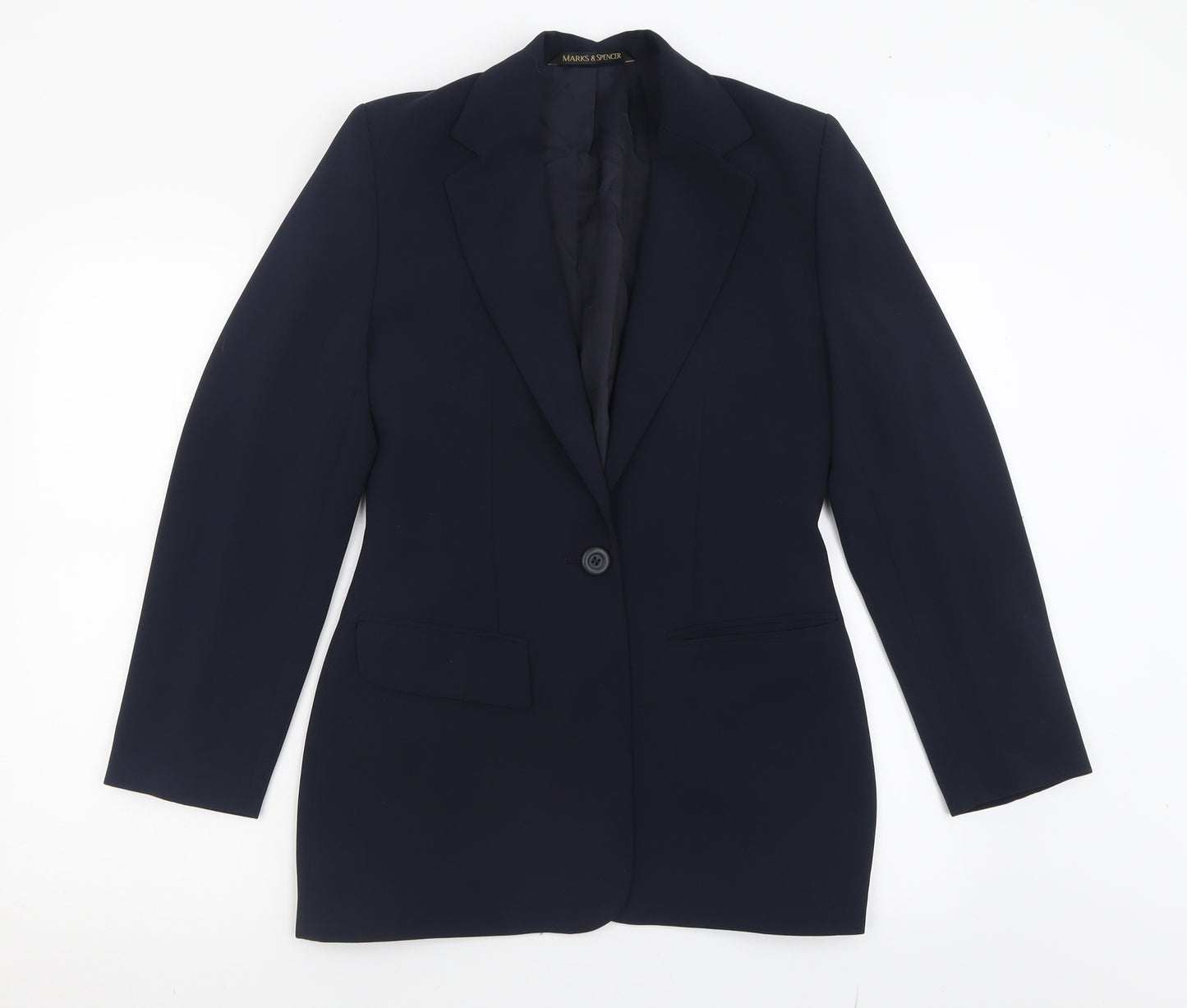 Marks and Spencer Womens Blue   Biker Jacket Size 10  Button