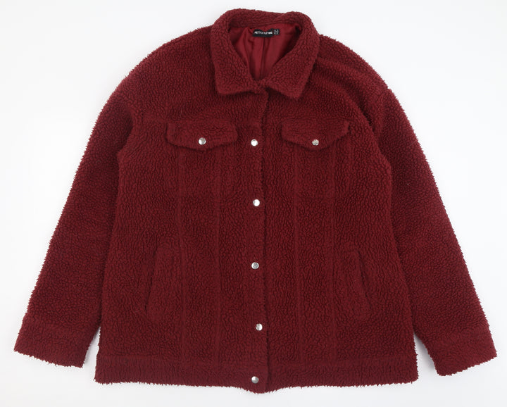 PRETTYLITTLETHING Womens Red   Jacket  Size 14  Button