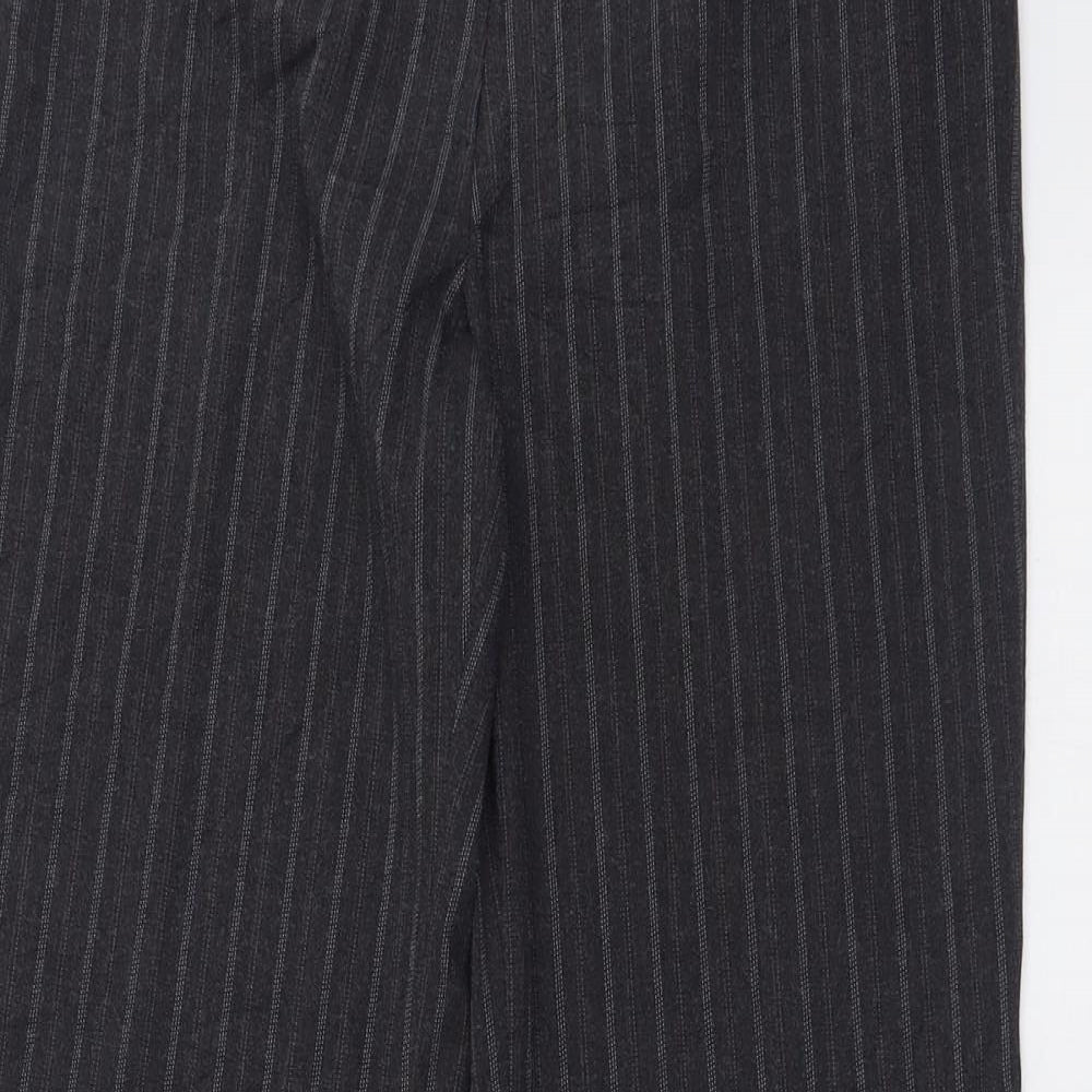 NEXT Womens Grey Striped Polyester Trousers  Size 12 L32 in Regular Hook & Eye