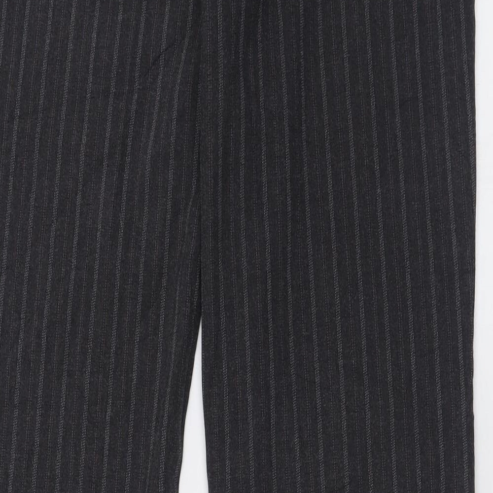 NEXT Womens Grey Striped Polyester Trousers  Size 12 L32 in Regular Hook & Eye