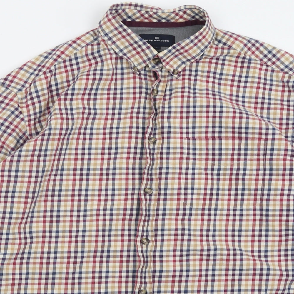 Blue Harbour Mens Multicoloured Check Cotton  Button-Up Size L Collared Button