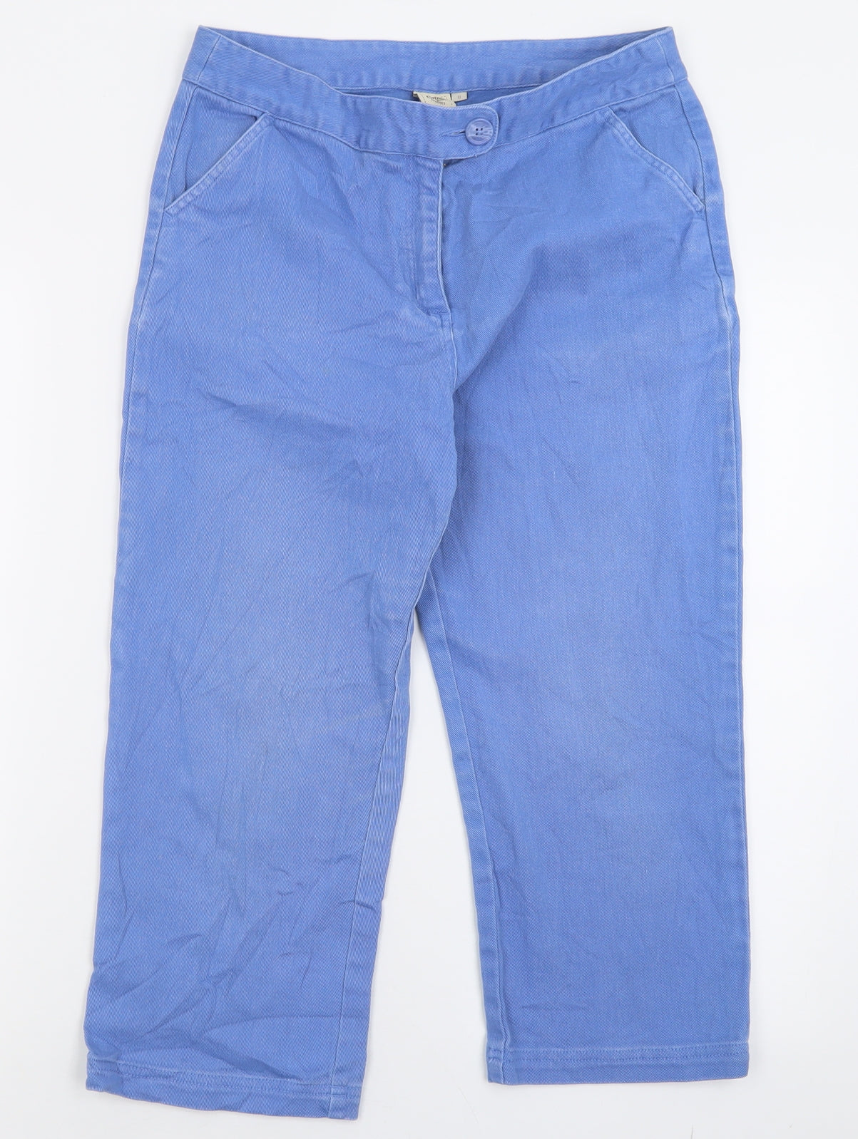 Cotton Traders Womens Blue  Cotton Cropped Jeans Size 12 L22 in Regular Button