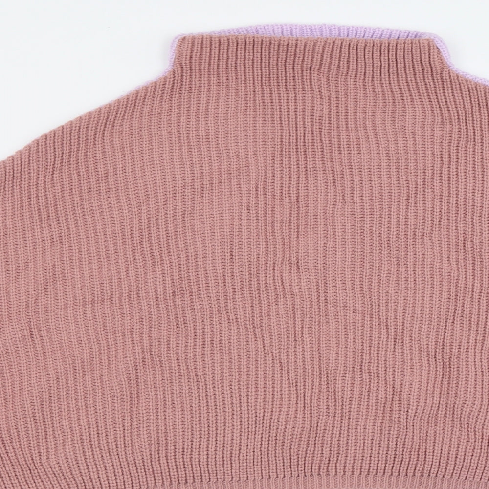 PRETTYLITTLETHING Womens Multicoloured High Neck  Acrylic Pullover Jumper Size 4
