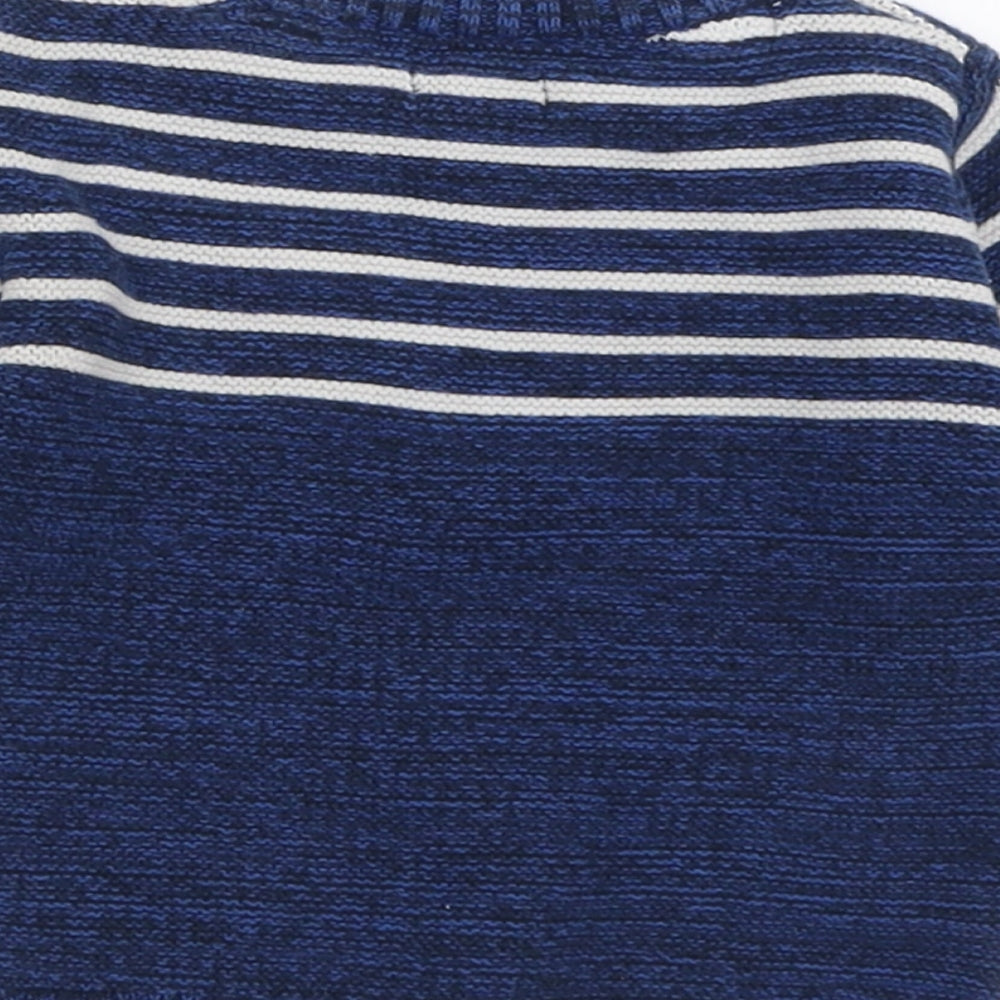 NEXT Boys Blue Striped Cotton Pullover Jumper Size 9-12 Months  Button