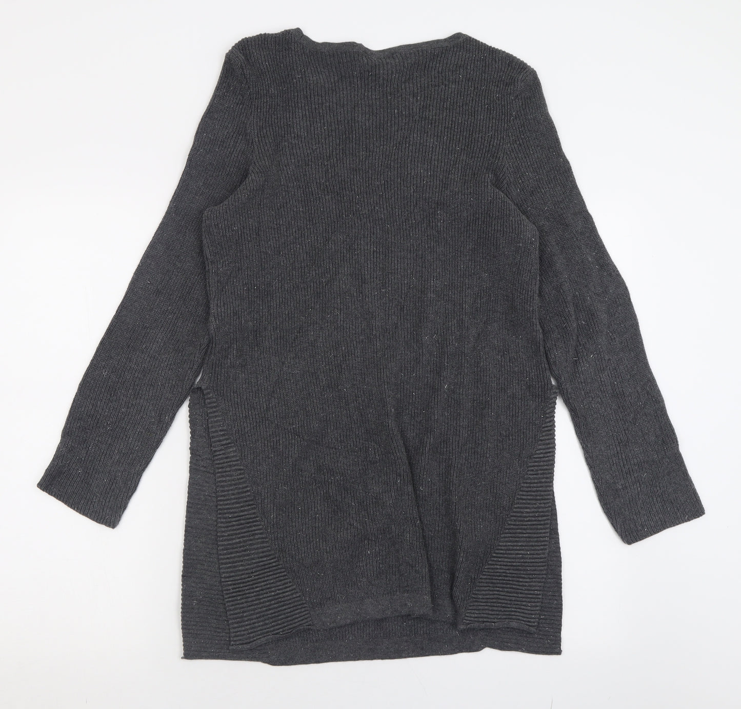 Mint Velvet Womens Grey Crew Neck  Cotton Tunic Jumper Size 14