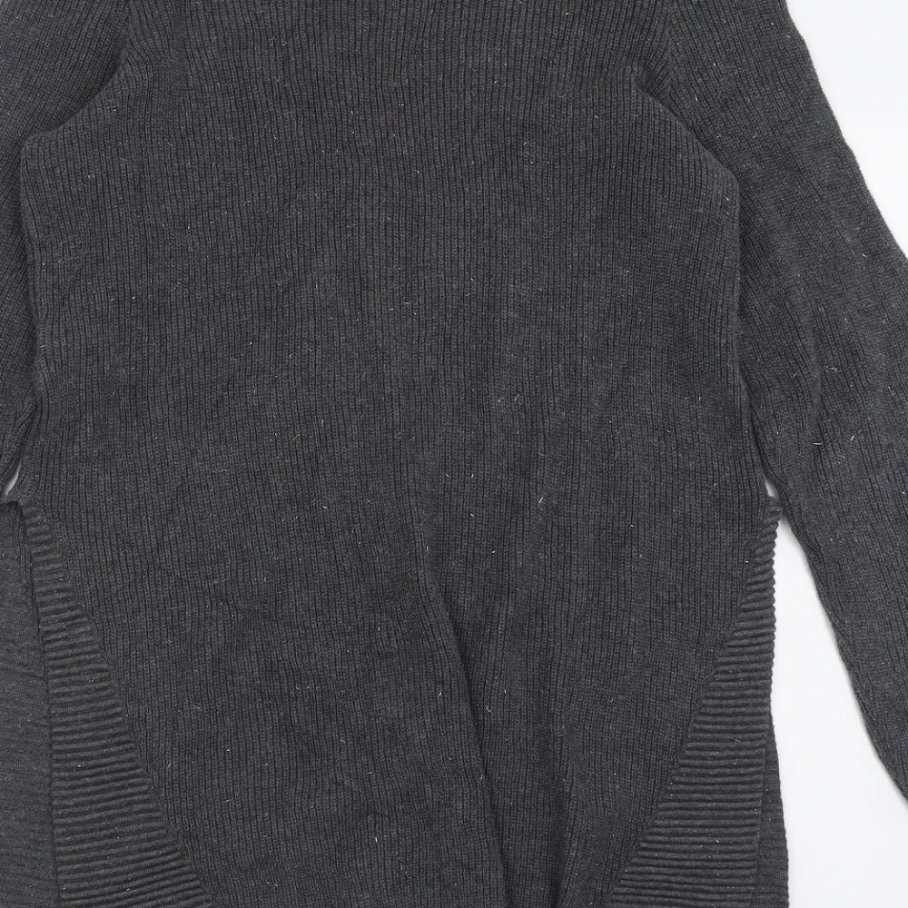 Mint Velvet Womens Grey Crew Neck  Cotton Tunic Jumper Size 14