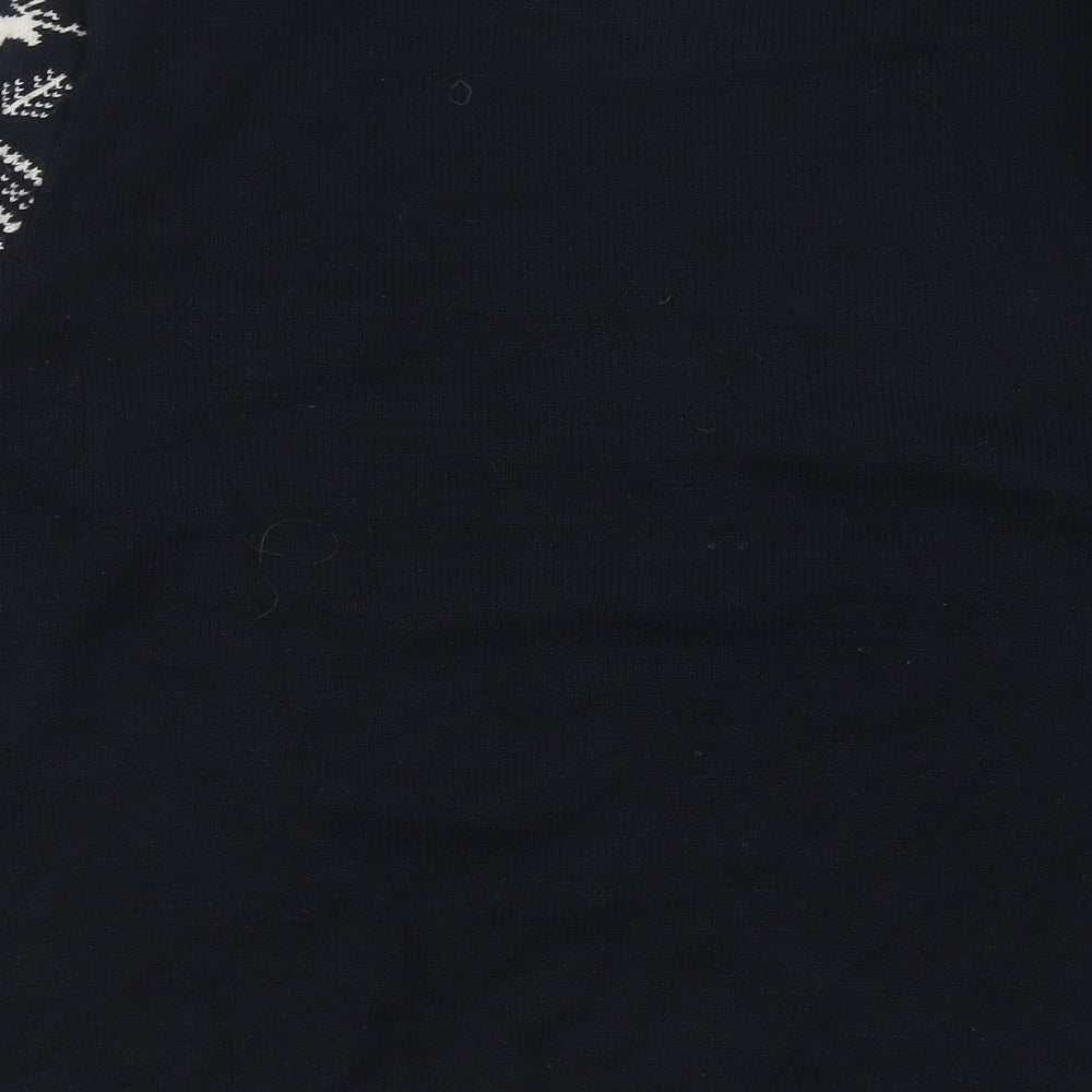 George Mens Blue Crew Neck Geometric Acrylic Pullover Jumper Size L