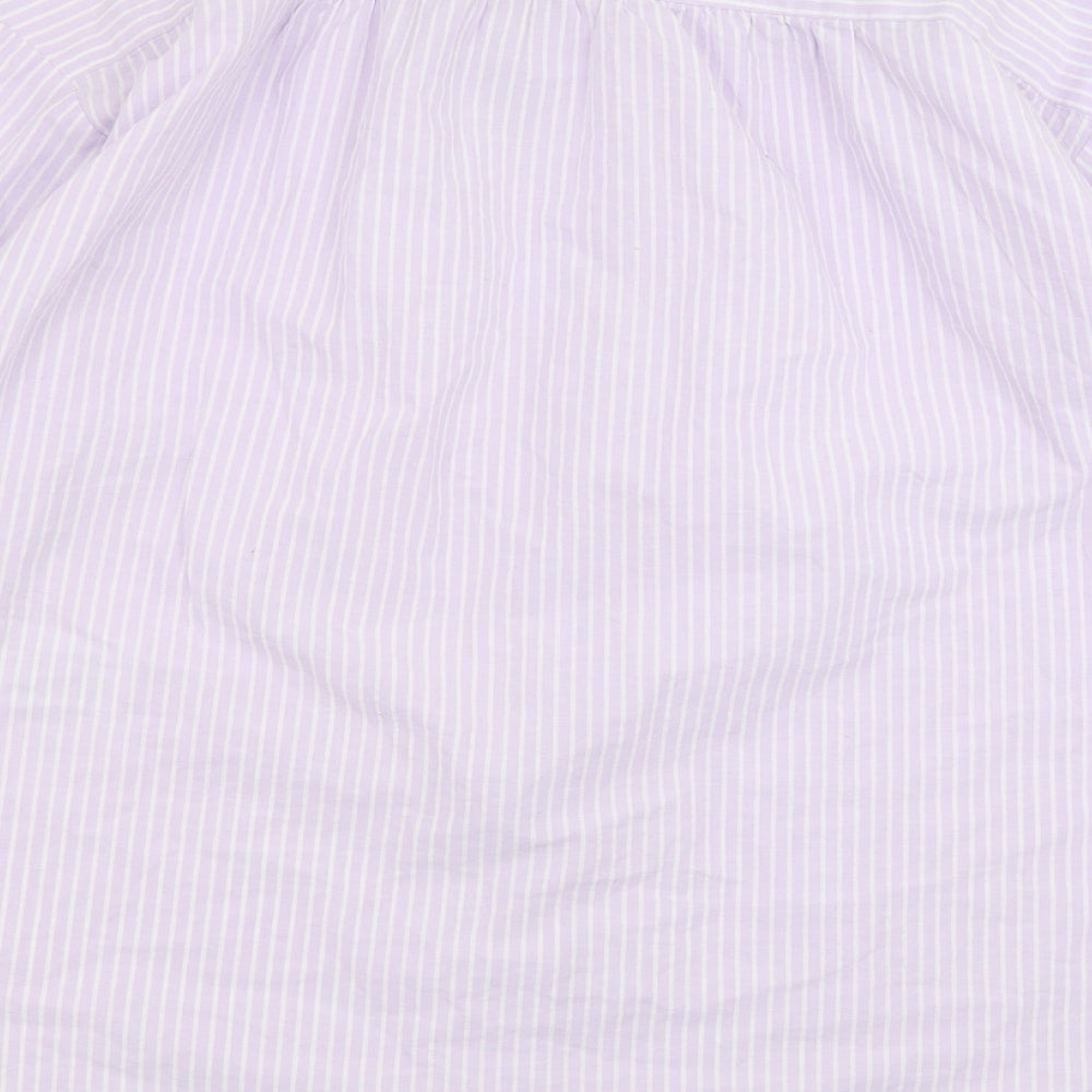 VERO MODA Womens Purple Striped Cotton Basic Button-Up Size S Collared