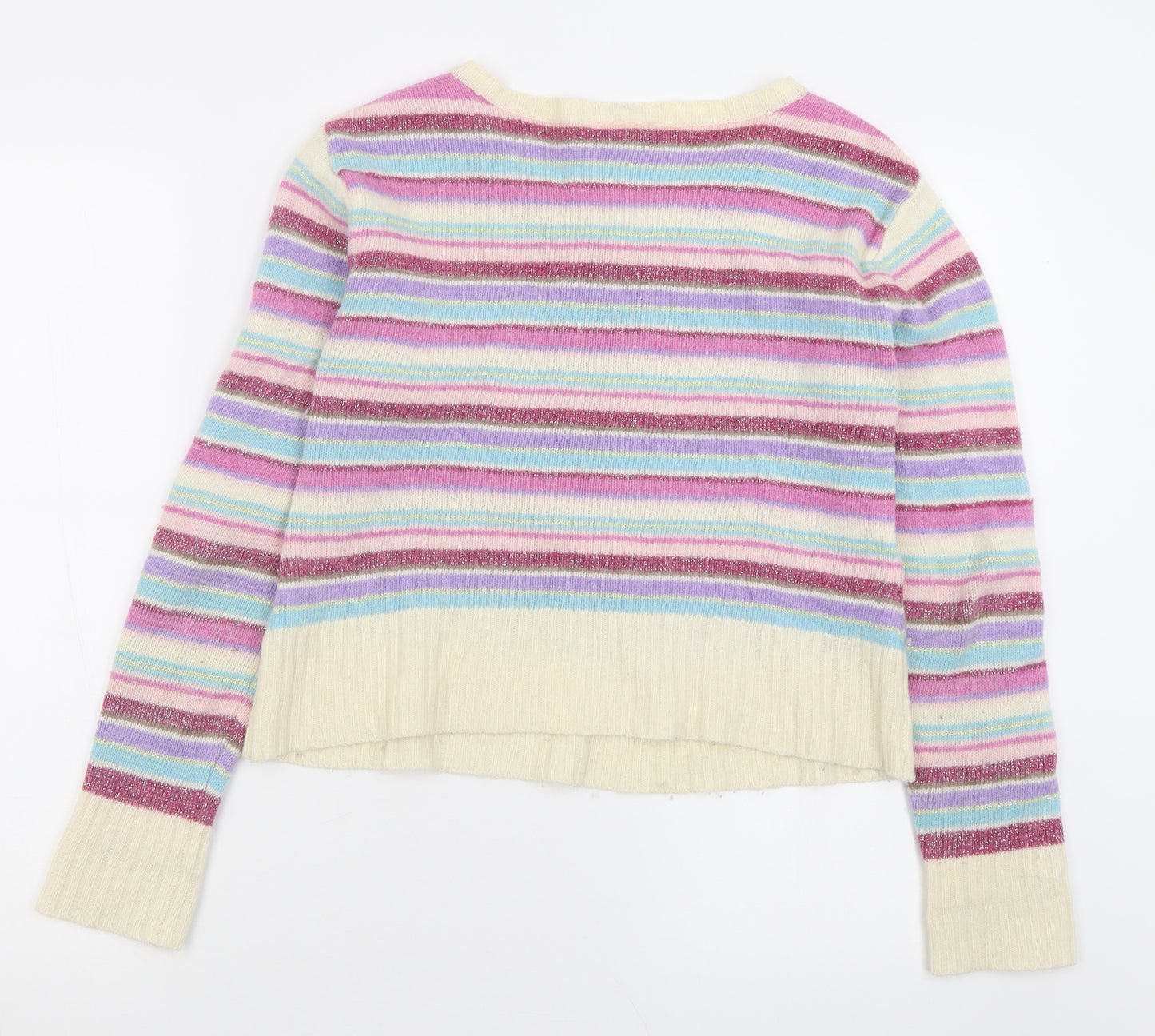 Atmosphere Womens Purple V-Neck Striped Wool Pullover Jumper Size 16
