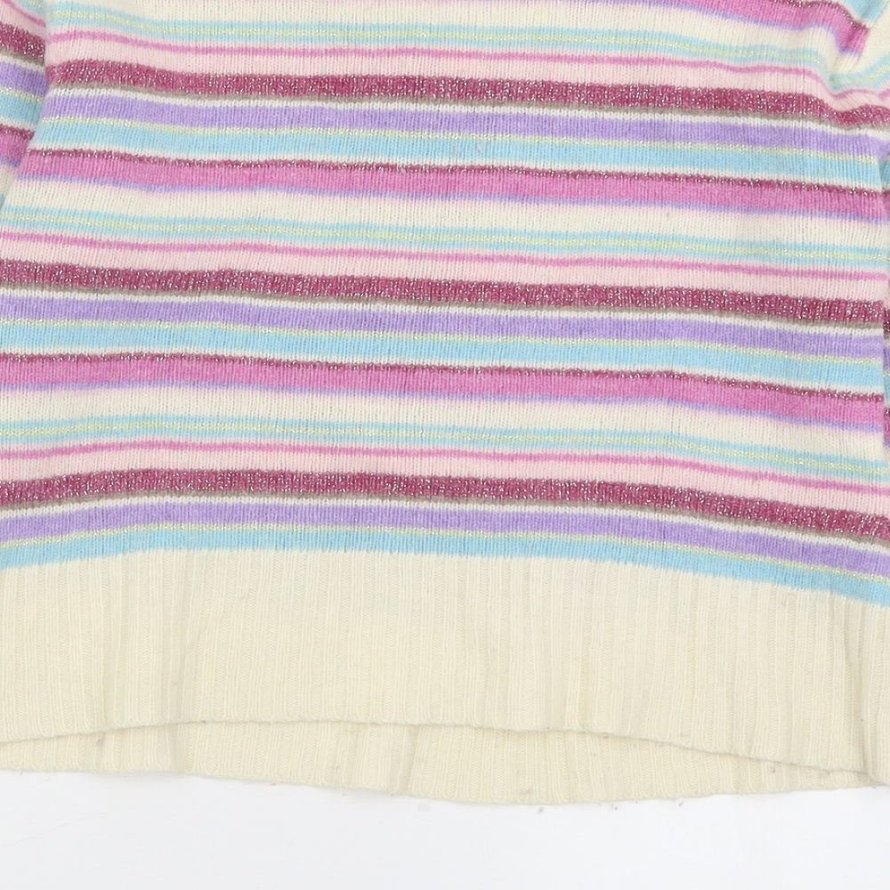 Atmosphere Womens Purple V-Neck Striped Wool Pullover Jumper Size 16
