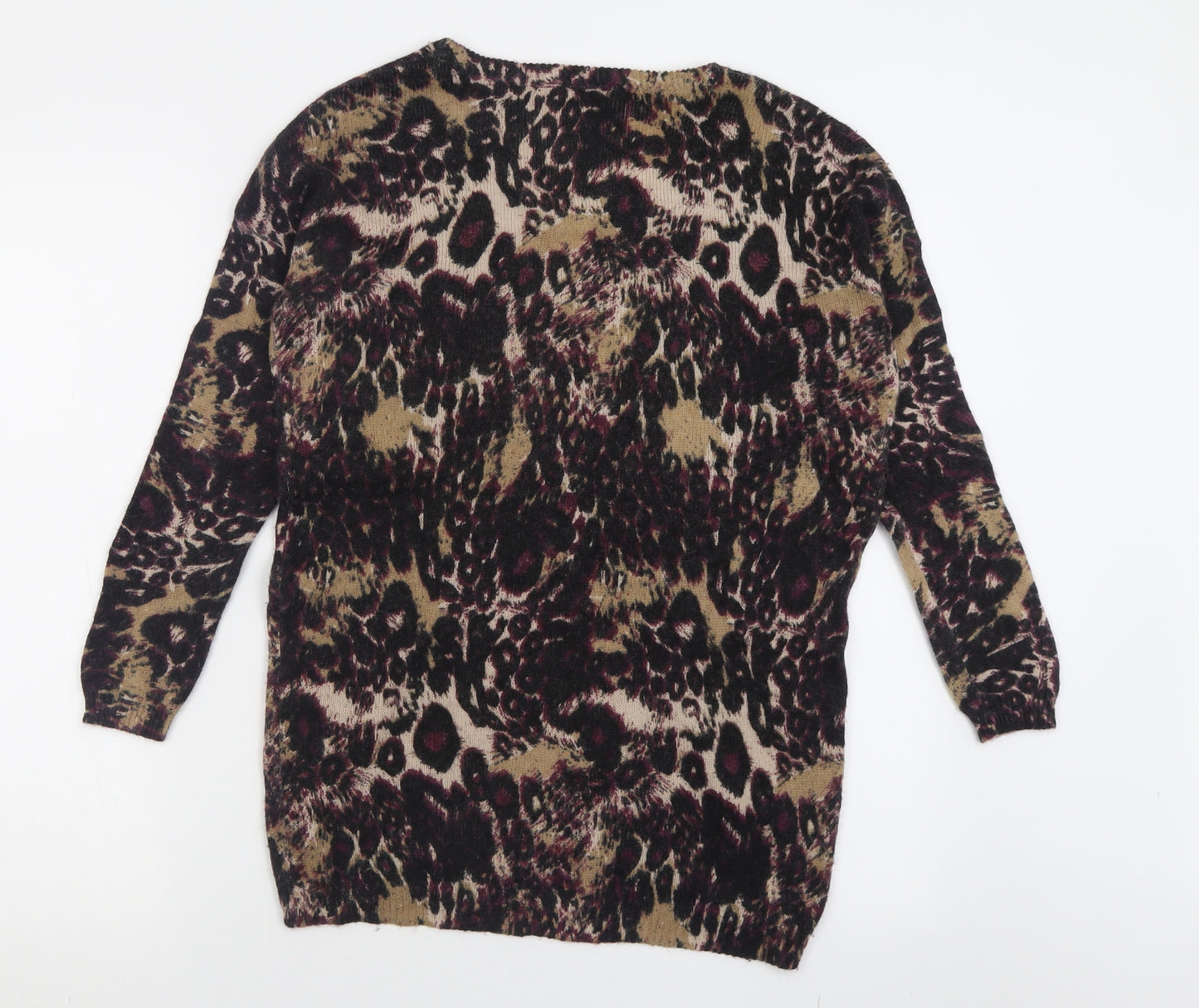 Warehouse Womens Pink Crew Neck Animal Print Nylon Pullover Jumper Size 8