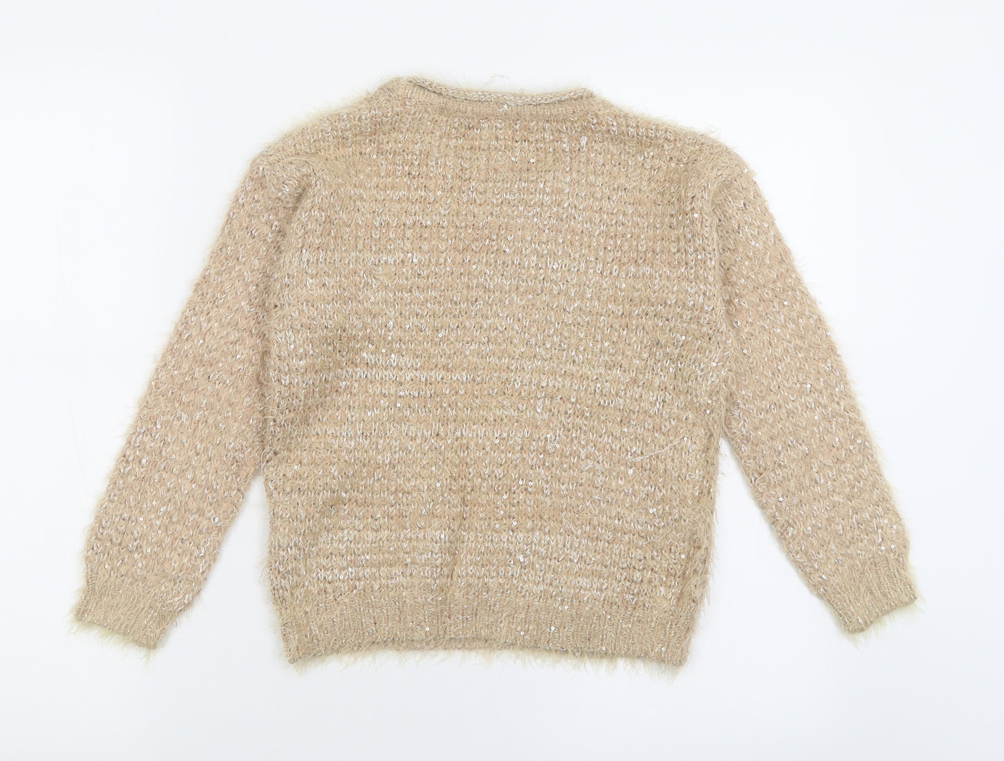 River Island Girls Brown Crew Neck  Acrylic Pullover Jumper Size 9-10 Years  Pullover