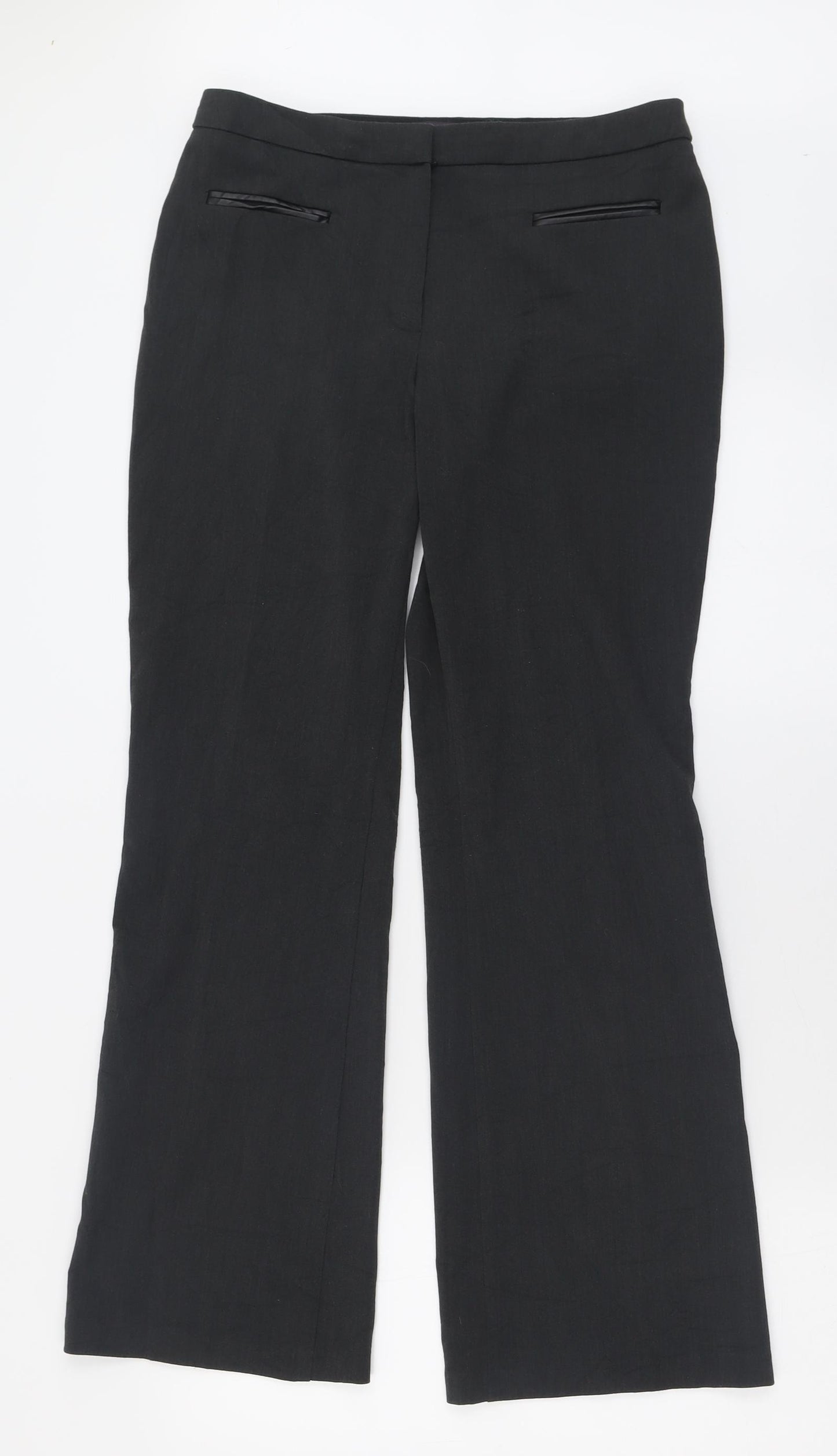 Marks and Spencer Womens Grey  Polyester Trousers  Size 10 L30 in Regular Hook & Eye