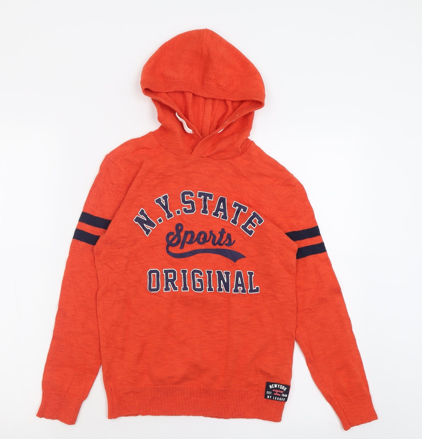 H&M Boys Orange  Cotton Pullover Hoodie Size 11-12 Years  Pullover
