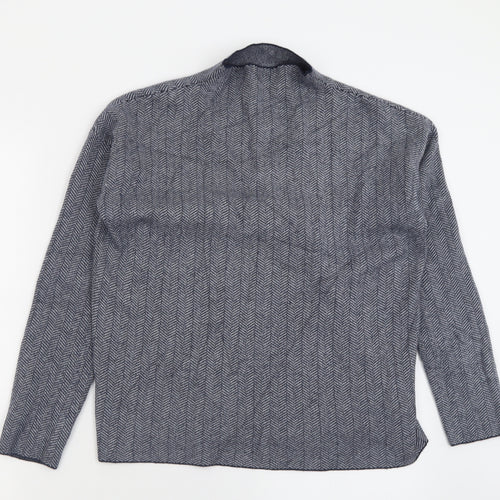 Max Studio Womens Blue High Neck Geometric Viscose Pullover Jumper Size M
