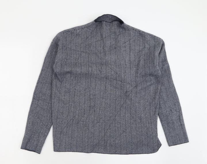 Max Studio Womens Blue High Neck Geometric Viscose Pullover Jumper Size M