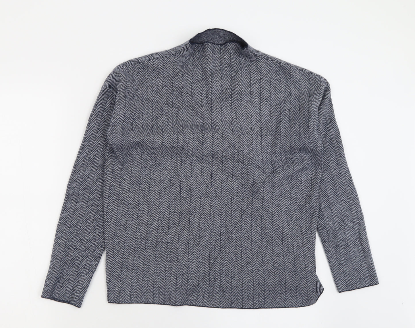 Max Studio Womens Blue High Neck Geometric Viscose Pullover Jumper Size M