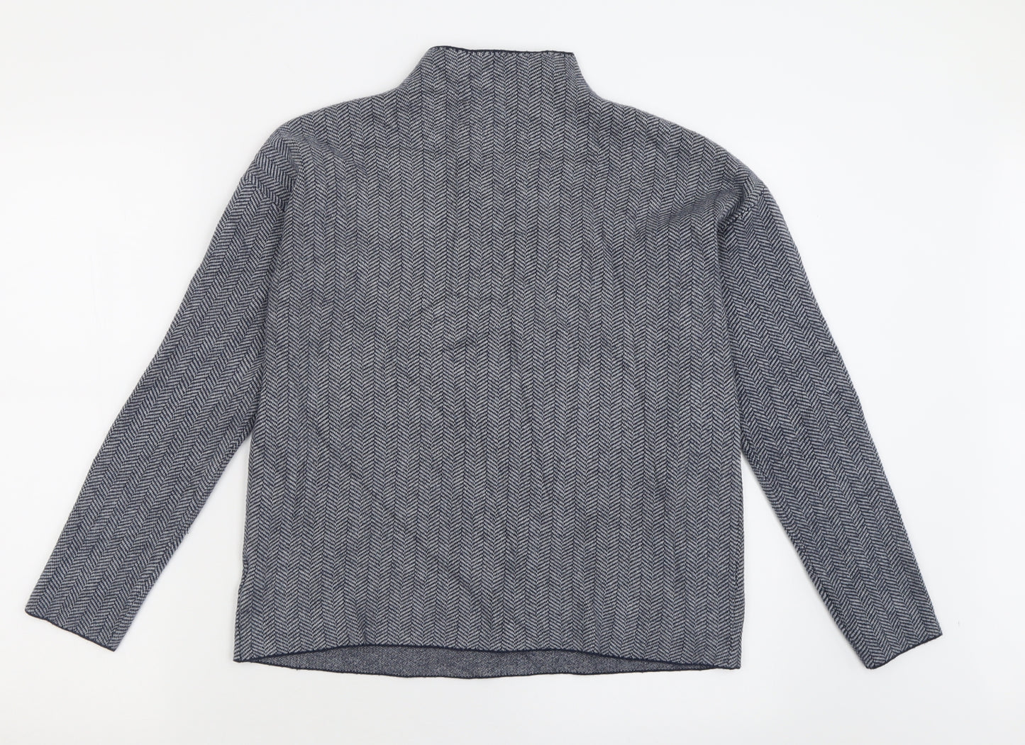 Max Studio Womens Blue High Neck Geometric Viscose Pullover Jumper Size M