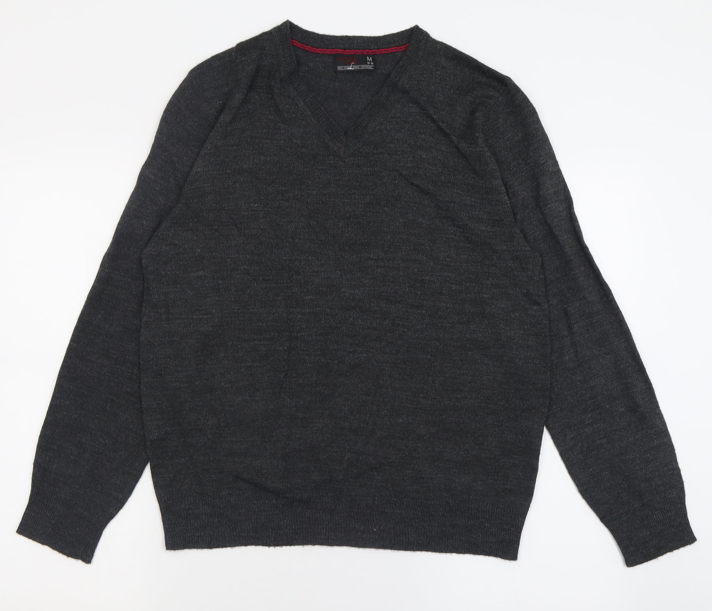 NEXT Mens Grey V-Neck  Acrylic Pullover Jumper Size M