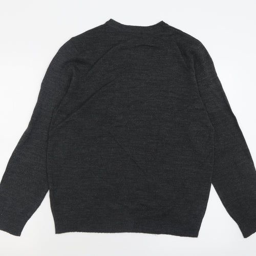 NEXT Mens Grey V-Neck  Acrylic Pullover Jumper Size M
