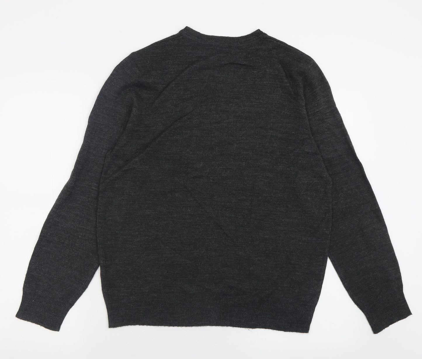 NEXT Mens Grey V-Neck  Acrylic Pullover Jumper Size M