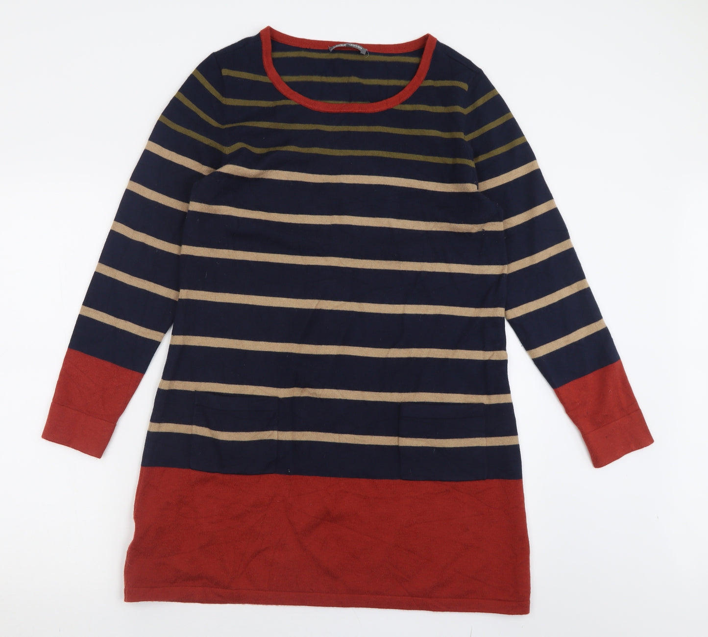 Laura Ashley Womens Multicoloured Striped Nylon Jumper Dress  Size 14   Pullover