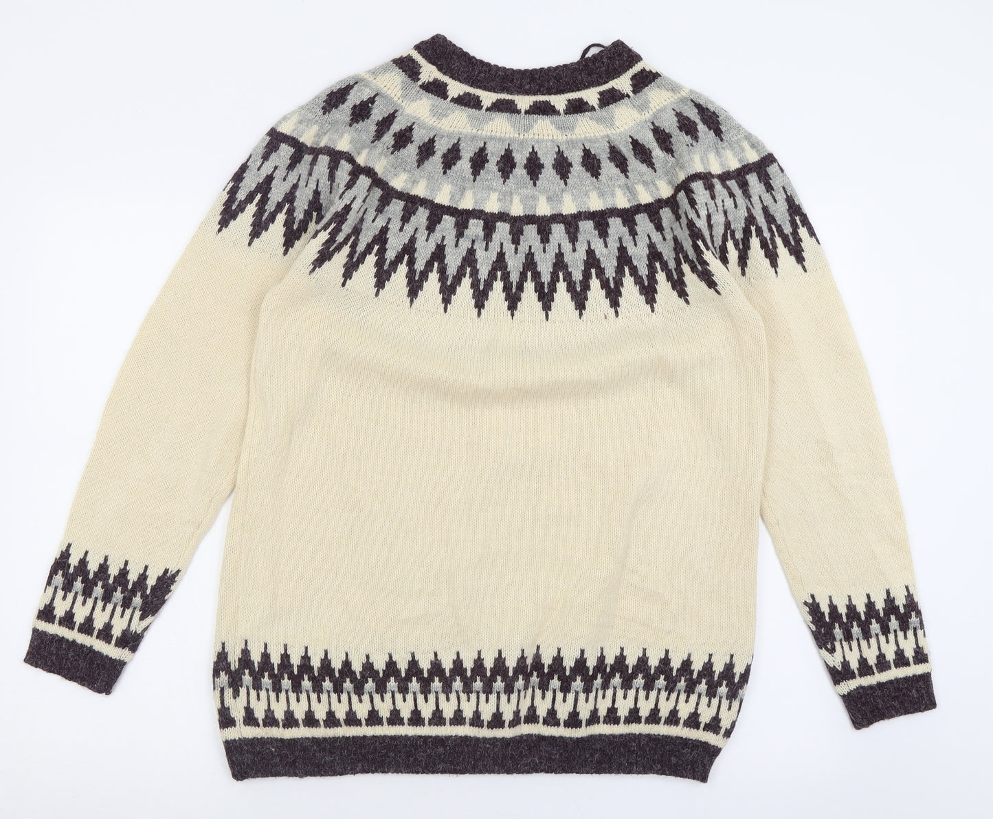 Mamalicious Mens Ivory Crew Neck Geometric Acrylic Pullover Jumper Size XL