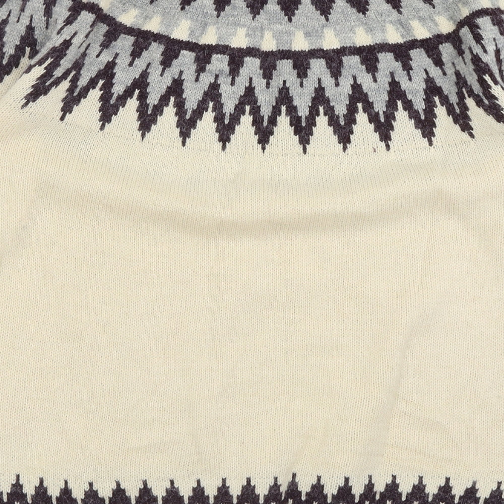 Mamalicious Mens Ivory Crew Neck Geometric Acrylic Pullover Jumper Size XL