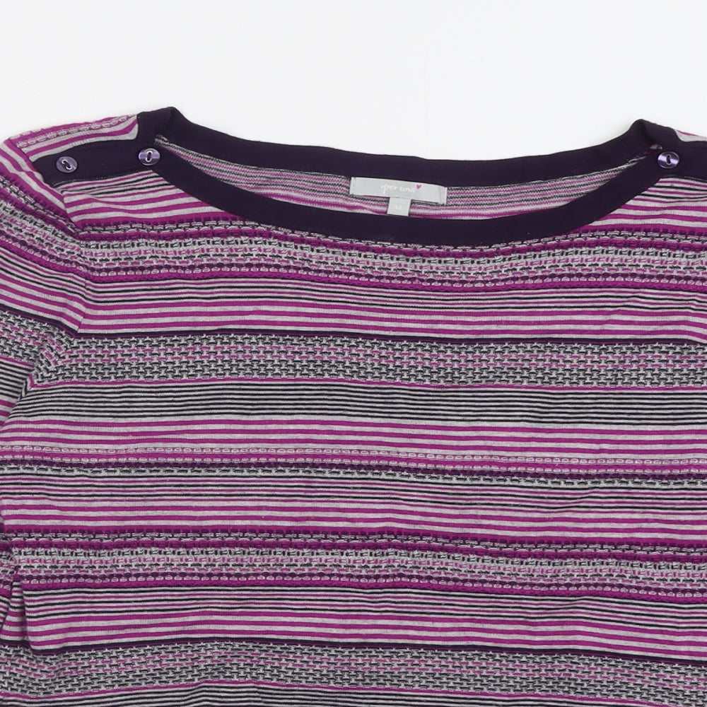 Per Una Womens Purple Boat Neck Striped Viscose Pullover Jumper Size 14