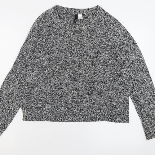 H&M Womens Grey Crew Neck  Acrylic Pullover Jumper Size M