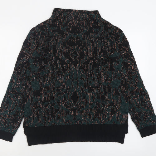 Marks and Spencer Womens Green High Neck Geometric Acrylic Pullover Jumper Size 10