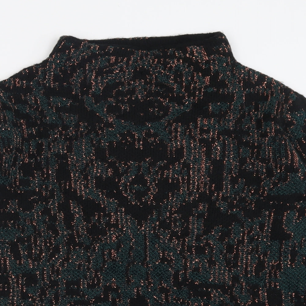 Marks and Spencer Womens Green High Neck Geometric Acrylic Pullover Jumper Size 10