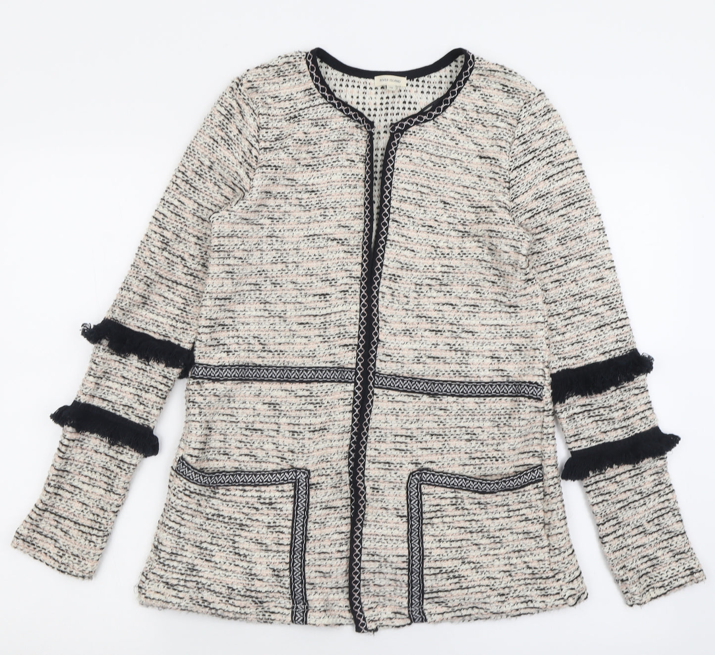River Island Womens Multicoloured V-Neck  Cotton Cardigan Jumper Size 10